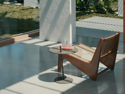 a chair and a table in a room