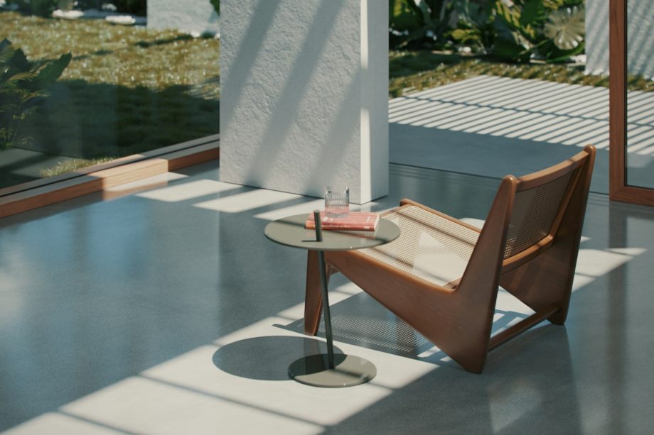 a chair and a table in a room