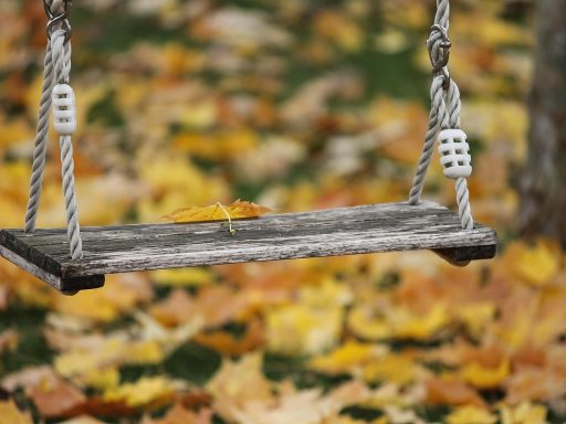Houten speeltoestel in een groene tuin dat naadloos aansluit bij de tuinstijl